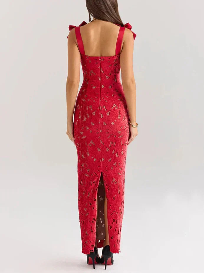 Enya שמלת מקסי תחרה אלגנטית